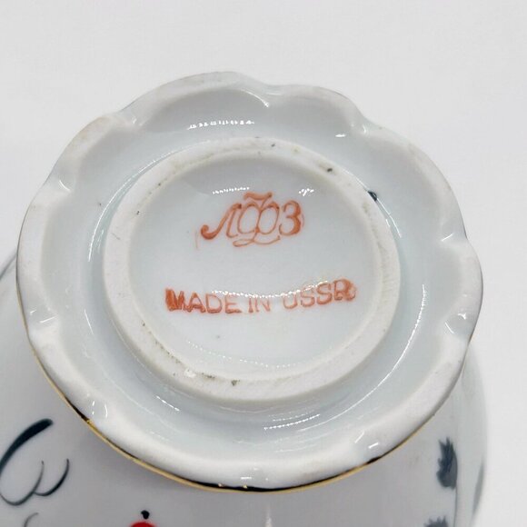 Vintage USSR Lomonosov porcelain hand painted Tea Caddy Jar Red Currant - Picture 7 of 9